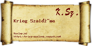 Krieg Szalóme névjegykártya
